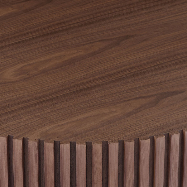 35.43'' Round Coffee Table Small Coffee Table for Apartment, Modern Living Room Coffee Table with Sturdy Pedestal,WALNUT(Same Sku:W876P254013)
