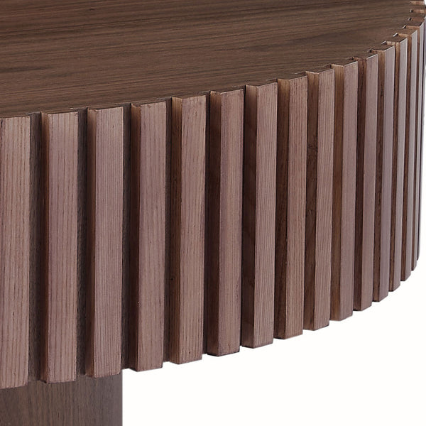 35.43'' Round Coffee Table Small Coffee Table for Apartment, Modern Living Room Coffee Table with Sturdy Pedestal,WALNUT(Same Sku:W876P254013)