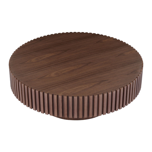 35.43'' Round Coffee Table Small Coffee Table for Apartment, Modern Living Room Coffee Table with Sturdy Pedestal,WALNUT(Same Sku:W876P254013)
