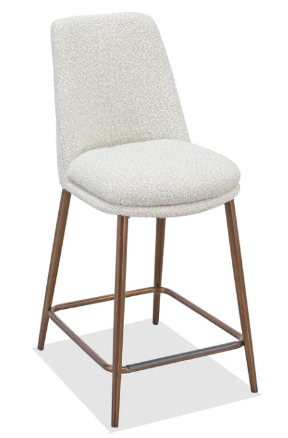 Modern Cream Bouclé Bar Stool with Backrest | Kitchen Island Counter Stool
