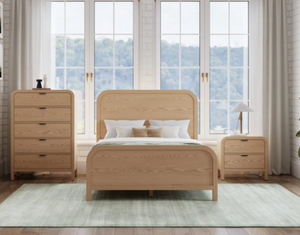 Natural Oak 2-Drawer Nightstand | Modern Bedside Table with Curved Edges