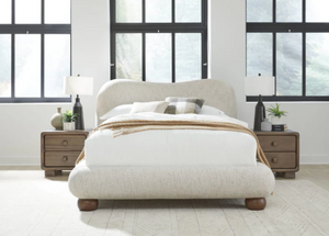Afra Chenille Upholstered Platform Bed Frame with Wood Legs