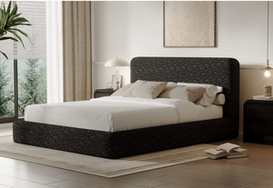 Modern Charcoal Textured Upholstered Platform Bed