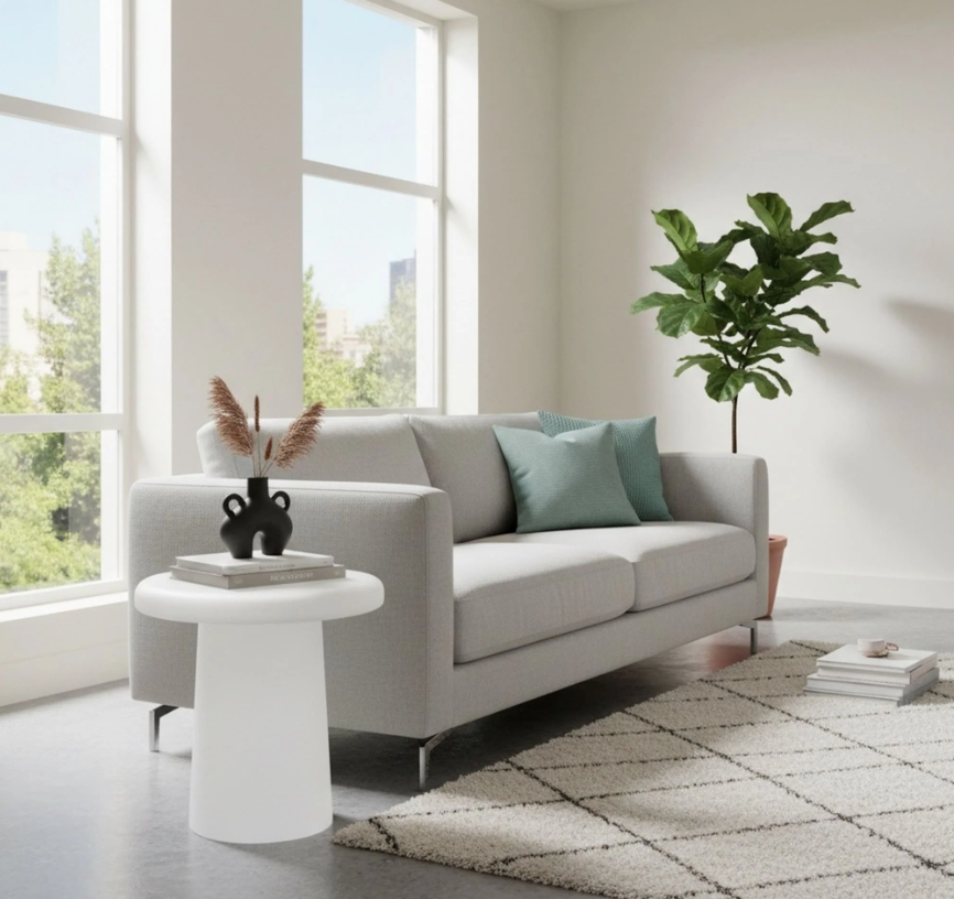 Modern White Mushroom Side Table | Sculptural Pedestal Accent Table for Living Room