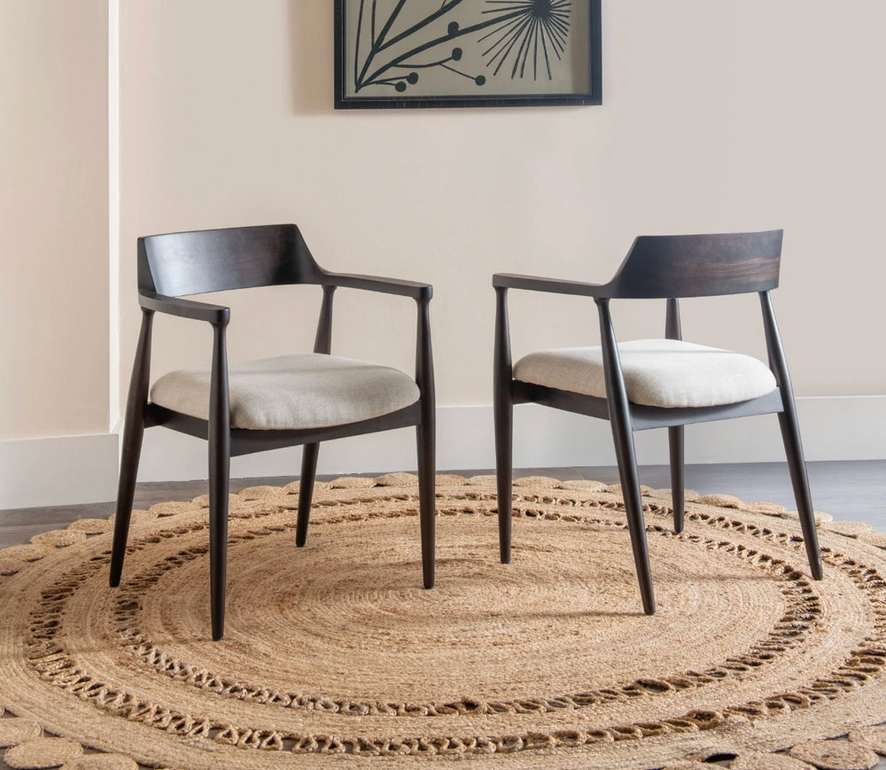 Postmodern Sculptural Upholstered Dining Chair - Brown Textured Accent Chair with Chunky Legs