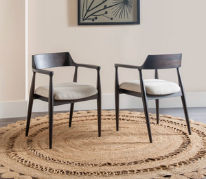 Postmodern Sculptural Upholstered Dining Chair - Brown Textured Accent Chair with Chunky Legs