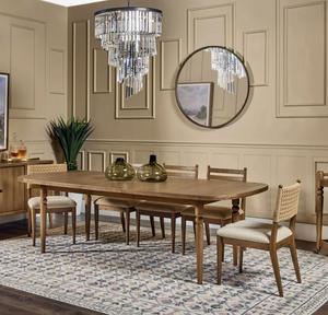 Coastal Woven Rope Back Dining Chair with Upholstered Seat and Solid Wood Frame