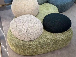 Modern Pebble Modular Sofa – Organic Shaped Bouclé Sectional – Earth Tone Stone-Inspired Living Room Landscape