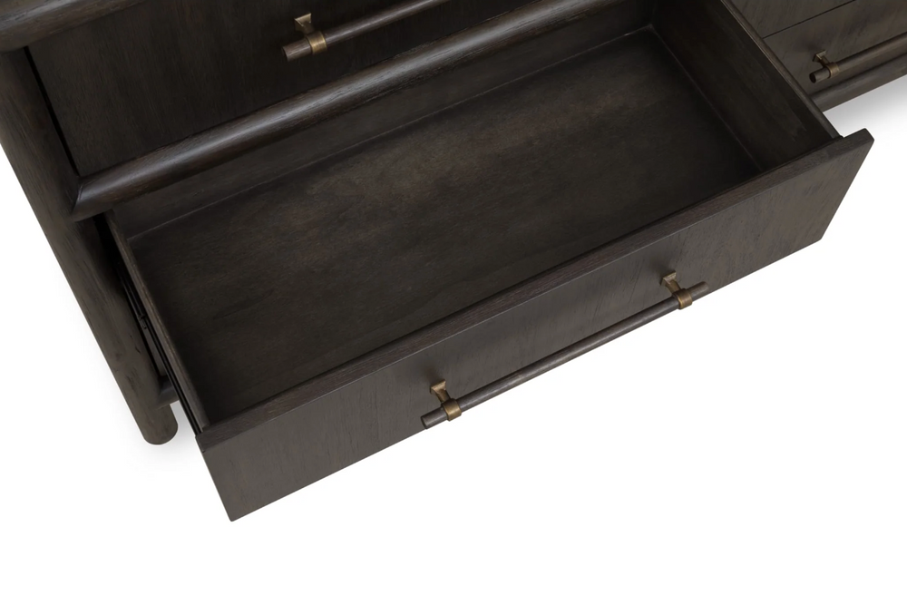 Modern Charcoal 6-Drawer Double Dresser – Dark Espresso Wood Bedroom Chest