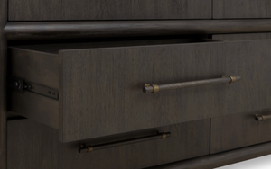 Modern Charcoal 6-Drawer Double Dresser – Dark Espresso Wood Bedroom Chest