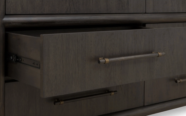 Modern Charcoal 6-Drawer Double Dresser – Dark Espresso Wood Bedroom Chest