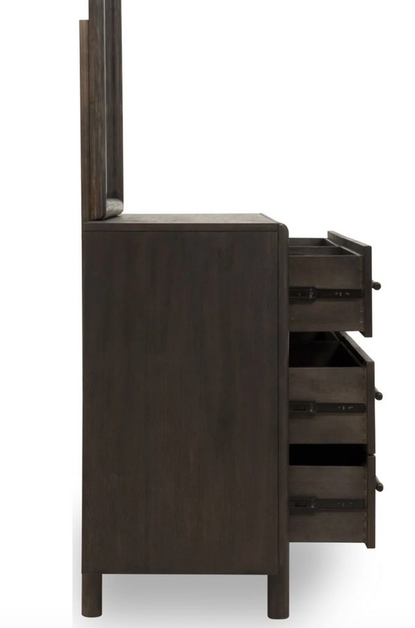 Modern Charcoal 6-Drawer Double Dresser – Dark Espresso Wood Bedroom Chest