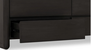Drawer Acacia Wood Double Dresser – Deep Jaguar Finish – Modern Dark Wood Bedroom Chest & Sideboard