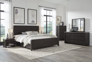 Drawer Acacia Wood Double Dresser – Deep Jaguar Finish – Modern Dark Wood Bedroom Chest & Sideboard