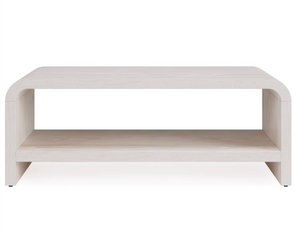 Modern Minimalist Wood Coffee Table with Storage Shelf - Scandinavian Style Rectangular Center Table for Living Room