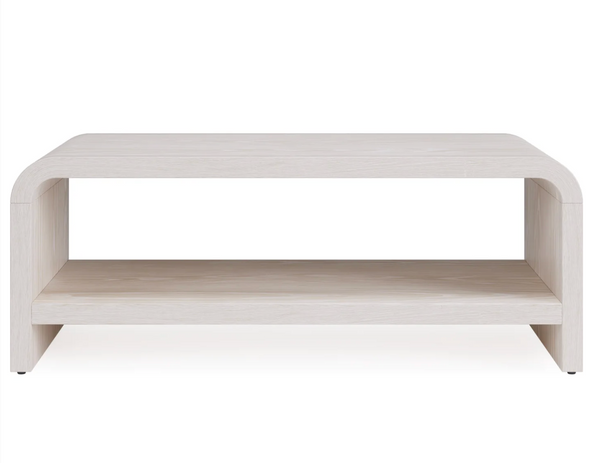 Modern Minimalist Wood Coffee Table with Storage Shelf - Scandinavian Style Rectangular Center Table for Living Room