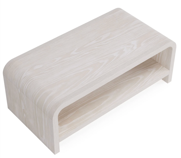 Modern Minimalist Wood Coffee Table with Storage Shelf - Scandinavian Style Rectangular Center Table for Living Room