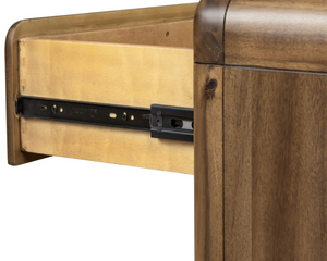 Mid-Century Modern Rounded Wood Nightstand - 2/3 Drawer Retro Bedside Table with Vintage Metal Knobs