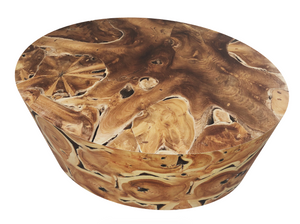 Handcrafted Oval Teak Root Coffee Table - Unique Natural Solid Wood Statement Piece - Rustic Organic Center Table for Living Room