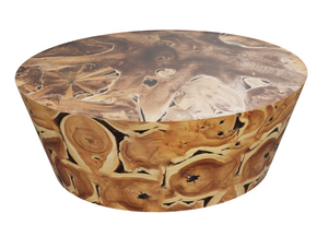 Handcrafted Oval Teak Root Coffee Table - Unique Natural Solid Wood Statement Piece - Rustic Organic Center Table for Living Room