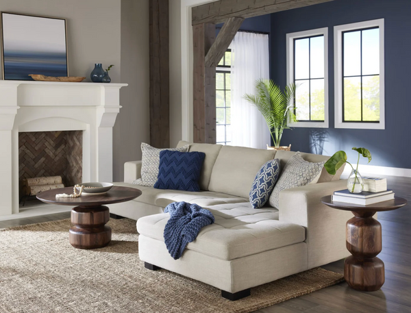 Modern Round Solid Wood Coffee Table with Sculptural Pedestal Base