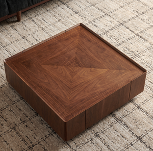 35.4-inch coffee table, square walnut wood design, suitable for living room. Walnut wood material, suitable for bedroom, living room and office