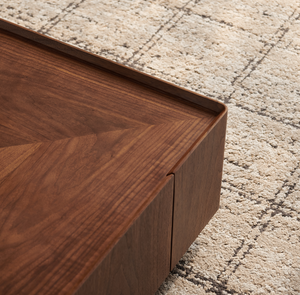 35.4-inch coffee table, square walnut wood design, suitable for living room. Walnut wood material, suitable for bedroom, living room and office