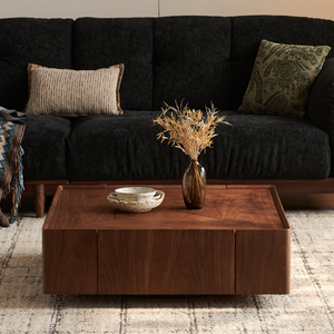 35.4-inch coffee table, square walnut wood design, suitable for living room. Walnut wood material, suitable for bedroom, living room and office