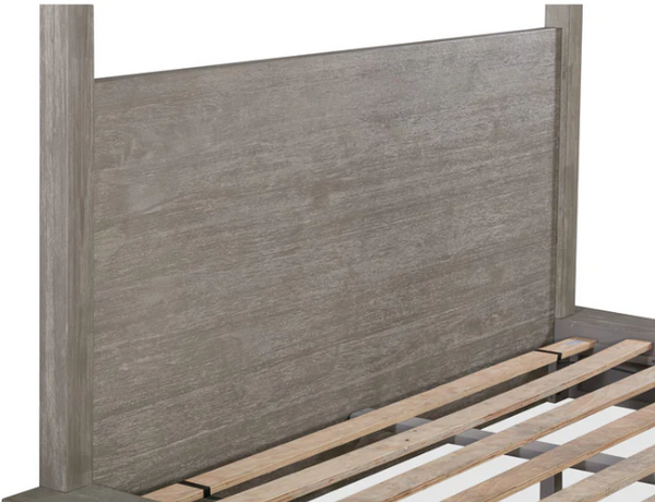 Modern Solid Wood Canopy Bed with Platform Base - Weathered Grey Finish Four-Poster Bed