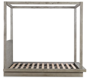 Modern Solid Wood Canopy Bed with Platform Base - Weathered Grey Finish Four-Poster Bed