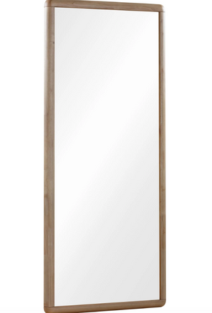 Full Length Floor Mirror with Rounded Wood Frame