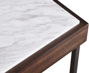Jazz Marble and Walnut Veneer Console Table with Gunmetal Steel Base