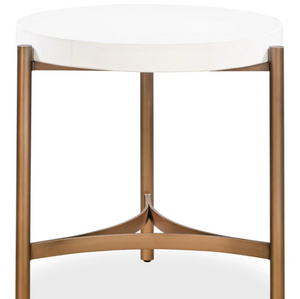 Industrial Mid-Century Concrete Accent Table - Round Gray Cement Top with Bronze Steel Legs