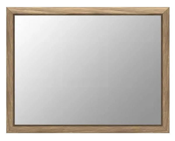 Coastal Modern White Oak Dresser Mirror - Bisque Finish Solid Wood Frame with Beveled Glass