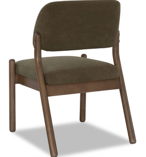 Retro Accent Chair - Moss Green Textured Fabric with Earthy Claystone Finish