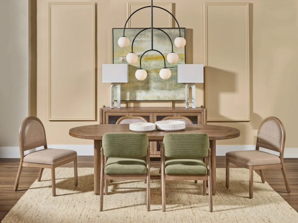 Retro Accent Chair - Moss Green Textured Fabric with Earthy Claystone Finish