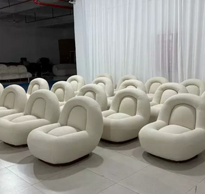 Orb Sculptural Rounded Velvet Lounge Chair - Modern Organic Swivel Armchair in Tobacco Ochre