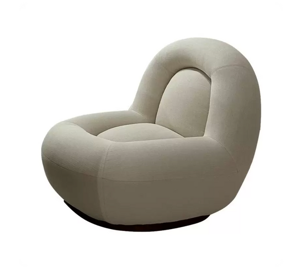 Orb Sculptural Rounded Velvet Lounge Chair - Modern Organic Swivel Armchair in Tobacco Ochre
