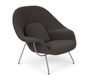 Iconic Womb Chair and Ottoman Set - Mid-Century Modern Bouclé Lounge Chair with Polished Chrome Base