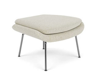 Iconic Womb Chair and Ottoman Set - Mid-Century Modern Bouclé Lounge Chair with Polished Chrome Base