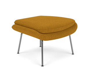 Iconic Womb Chair and Ottoman Set - Mid-Century Modern Bouclé Lounge Chair with Polished Chrome Base