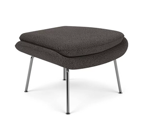 Iconic Womb Chair and Ottoman Set - Mid-Century Modern Bouclé Lounge Chair with Polished Chrome Base