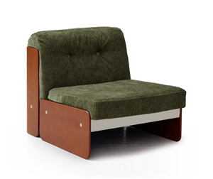 Modern Olive Green Corduroy Lounge Chair