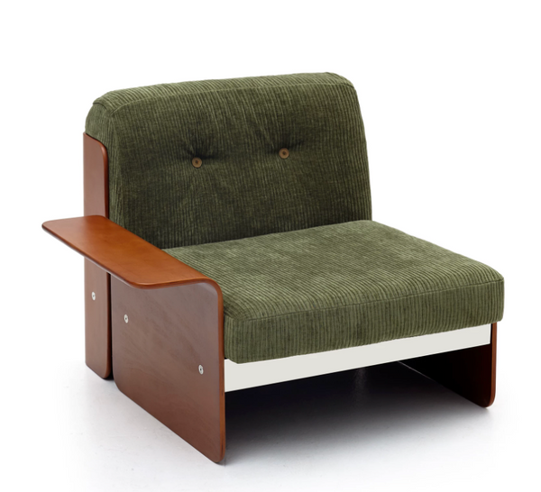 Modern Olive Green Corduroy Lounge Chair