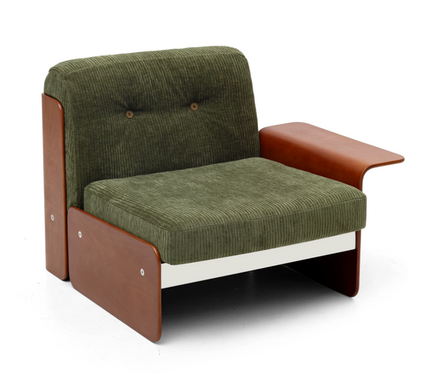 Modern Olive Green Corduroy Lounge Chair