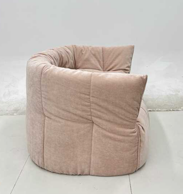 Contemporary Ruched Chenille Cloud Lounge Chair - High-Density Foam Blush Pink Armchair - Quiet Luxury Enveloping Bucket Chair