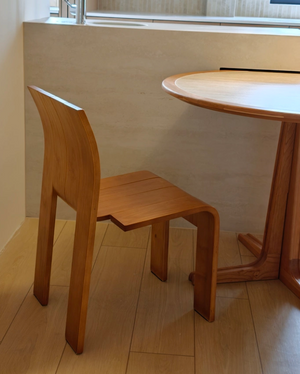 Modern Sculptural Bentwood Accent Chair | Curved Slatted Wood Dining Chair