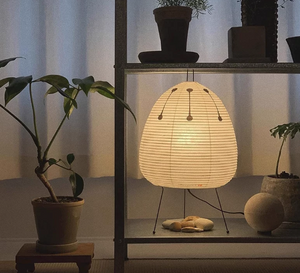 Japandi Rice Paper Lantern Table Lamp with Metal Tripod Base