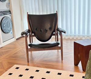 Vintage Walnut Wood Reading Chair and Ottoman | Retro Executive Lounge Seating