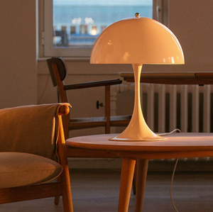 Mid-Century Space Age Dome Bedside Lamp with Metal Hardware & Acrylic Shade